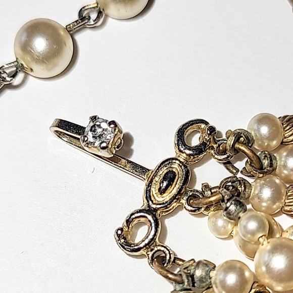 MARVELLA 8-STRAND PEARL & GOLD BEAD VINTAGE NECKLACE - Picture 8 of 10